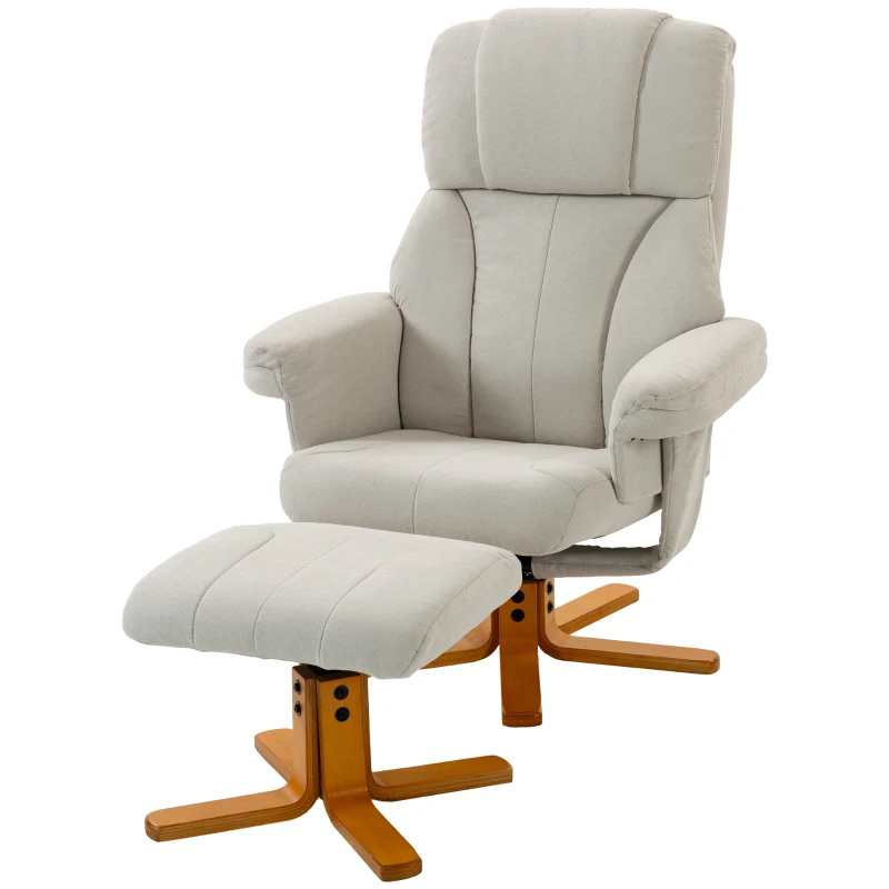 HOMCOM Fauteuil relax avec repose-pied, fauteuil de relaxation, dossier inclinable, assise rembourrée, 79x80x104cm, crème