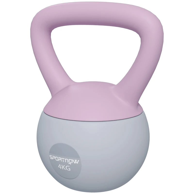 SPORTNOW 4KG Soft Kettlebell, Kettle Bell with Non-Slip Handle for Home Gym, Weight Lifting, Strength Training, Purple/Grey