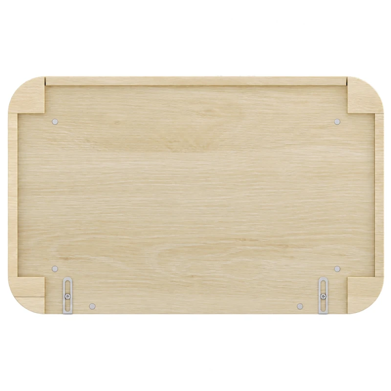 HOMCOM Coiffeuse Murale Moderne avec Miroir Rond et Tiroir Dissimulé, pour Chambre, Petit Espace, 60 x 38 x 18 cm, Chêne