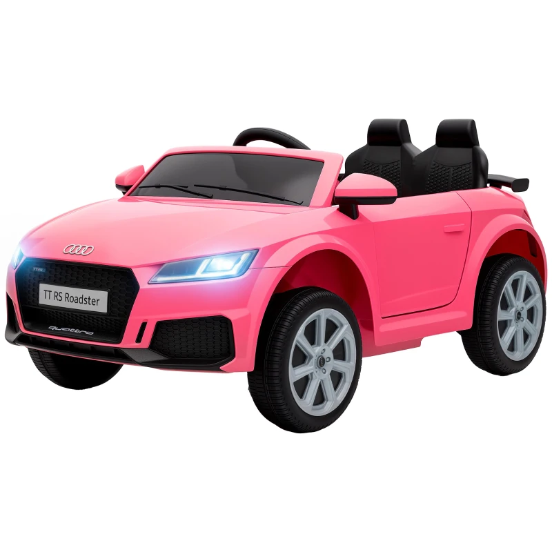 AIYAPLAY 12V Audi TT RS Licensed Electric Car, Electric Ride On Toy with Remote Control, Dual Motors, 4-Wheel Suspension, Pink