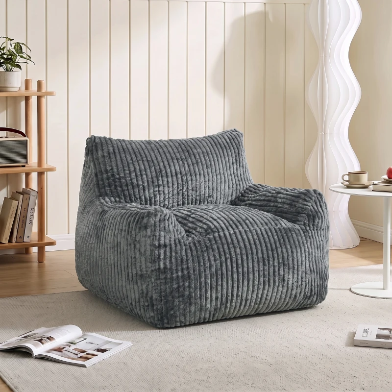 HOMCOM Vloerfauteuil voor volwassenen, grote cloud lounge zonder frame, met rugsteun en armleuningen, geen montage, grijs