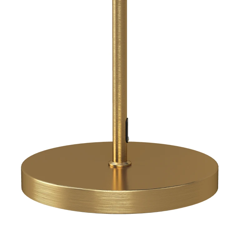 HOMCOM Lampadaire sur Pied Salon, Lampe sur Pied Moderne 40W, Douille E27, Hauteur Réglable, Abat‑jour Orientable, Doré