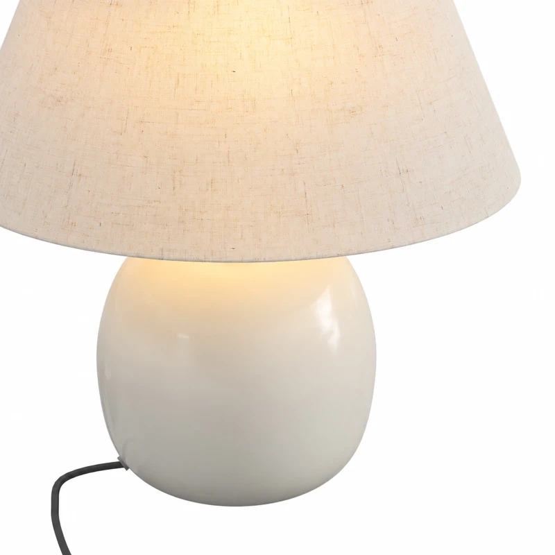 HOMCOM Tafellamp, vintage nachtlamp met keramische voet, linnen kap en E27-fitting