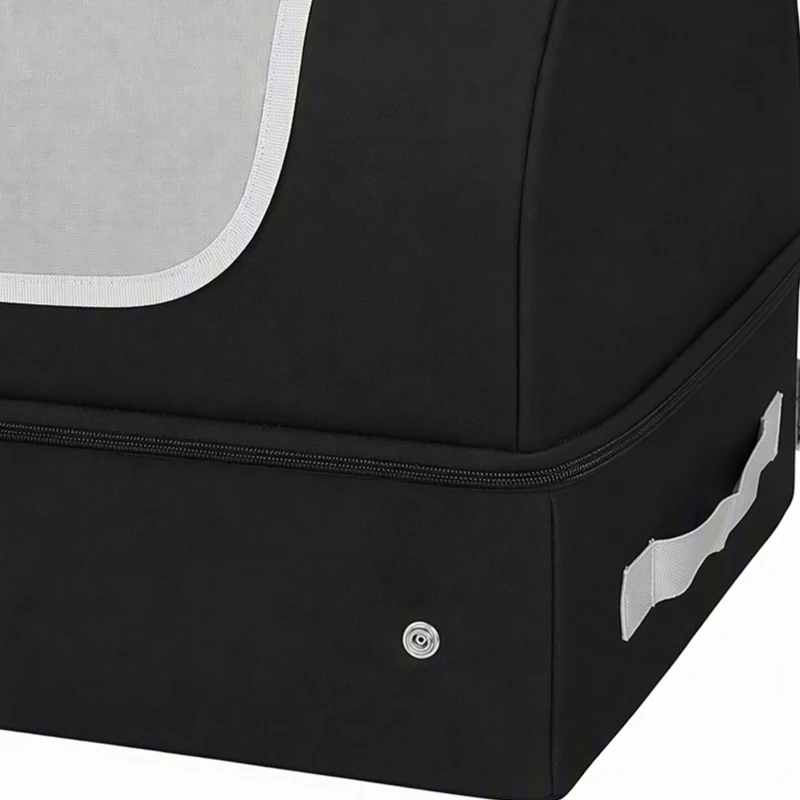 PawHut Bac à Litière Pliable Litière Voyage Chat Portable Couvercle Zippé Oxford 600D Imperméable Anti-Fuite 43x33x34cm Noir