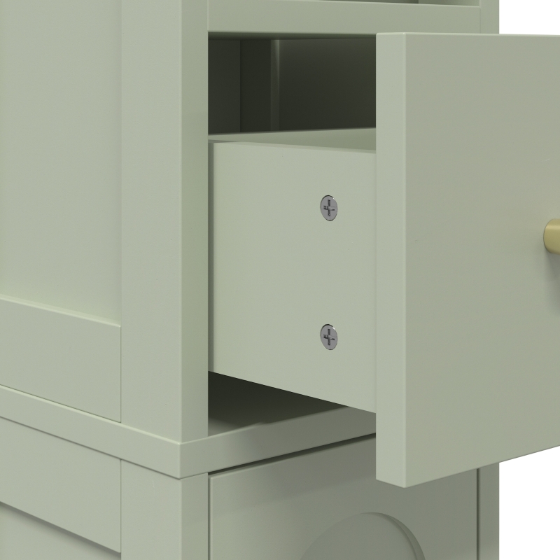 HOMCOM 185 cm Tall Bathroom Cabinet with Arched Doors - Light Green