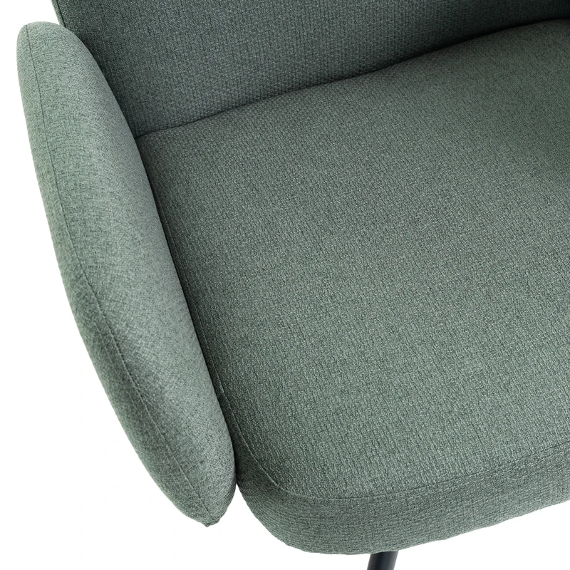 HOMCOM Swivel Accent Chair, Upholstered Linen-Look Armchair with Curved Backrest, Wrapped Armrests for Living Room, Light Green
