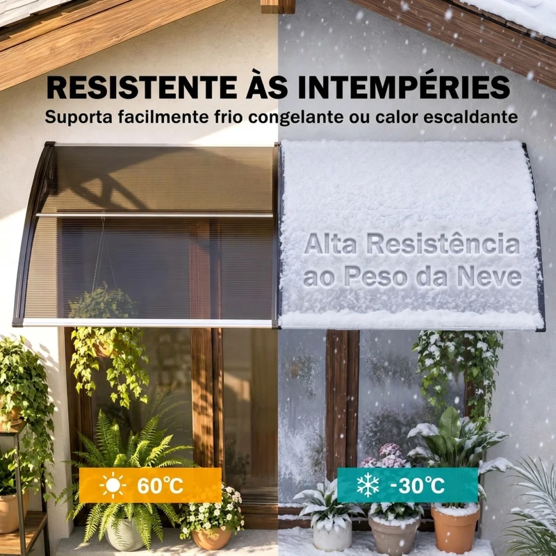 Outsunny Marquise Exterior para Portas e Janelas 200x96 cm com Barra de Liga de Alumínio, PP e Policarbonato, Castanho