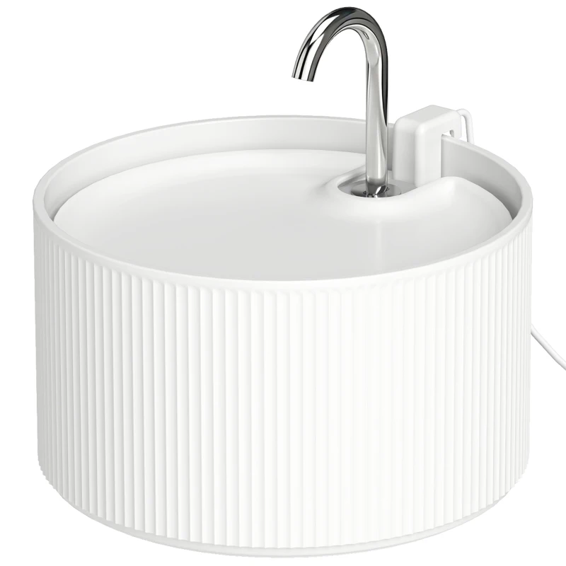 PawHut Kattenfontein 2,2 liter keramische drinkfontein met 4-traps filtersysteem, 2 modi, filter en schuim, ultrastille pomp, BPA-vrij