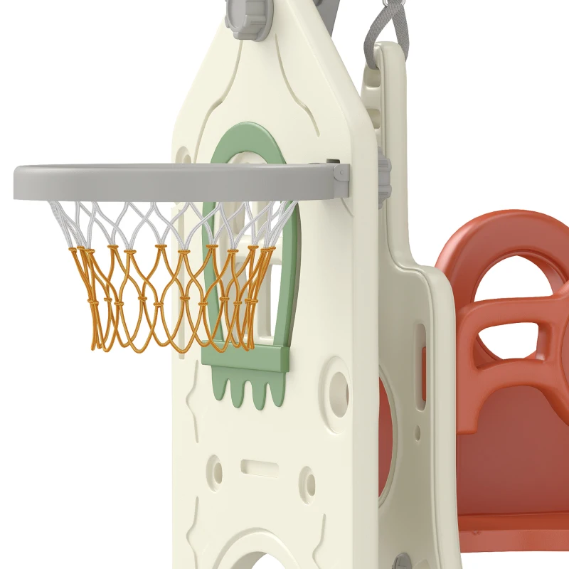 AIYAPLAY Toddler Slide and Swing Set, 6-in-1 Children Activity Centre Playground with Adjustable Swing Seat, Ladder, Cream