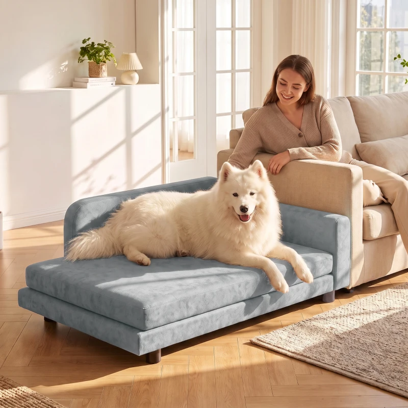 PawHut Hundesofa XL orthopädisches Hundebett mit Rückenlehne Abnehmbar Kissen für große Hunde unter 35 kg