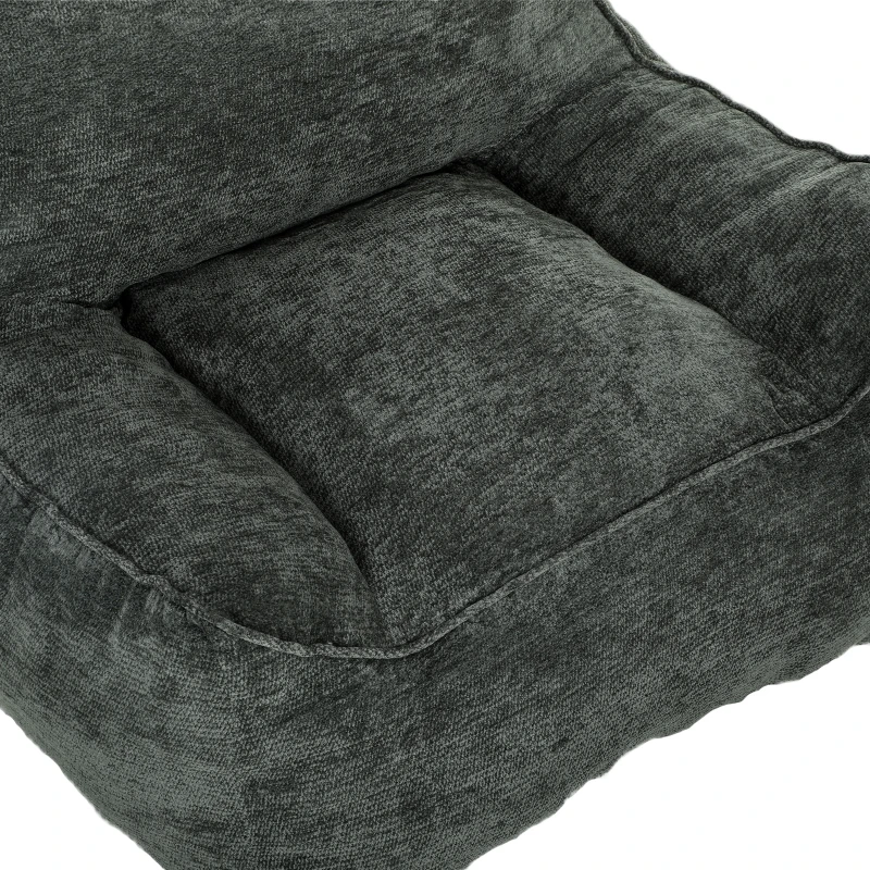 HOMCOM Vloerstoel met poef, frameloze cloud-fauteuil van chenille, met rugleuning en armleuningen