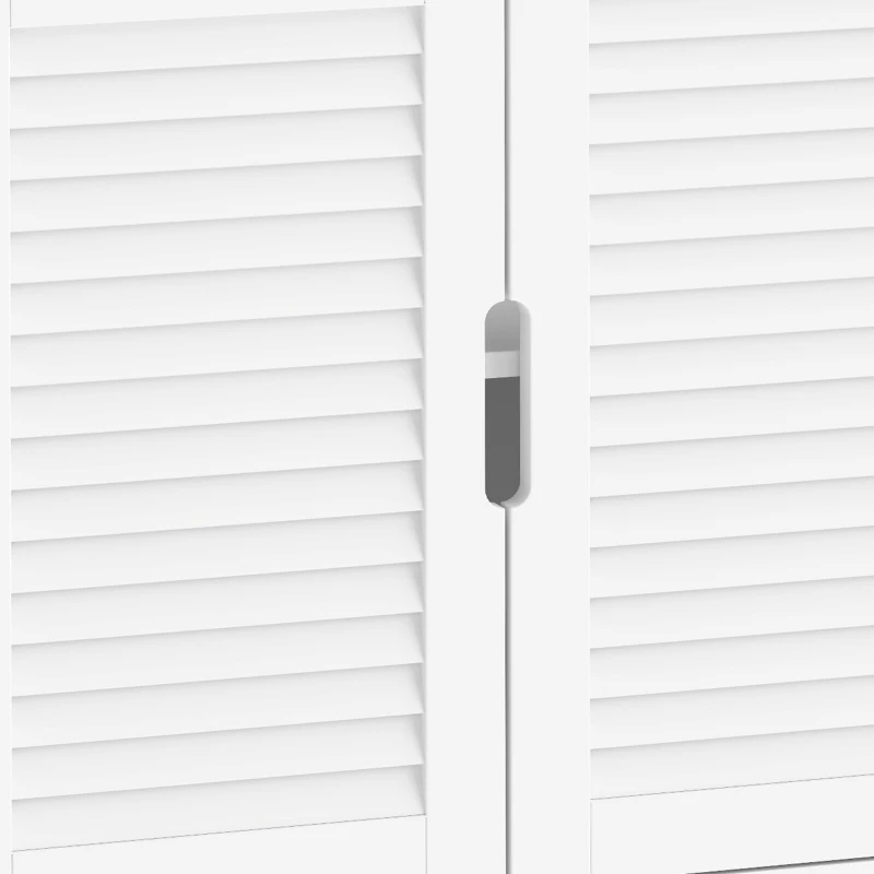 HOMCOM Under Sink Bathroom Cabinet Adjustable Shelf Under Sink Cabinet 2 Louvered Doors, White