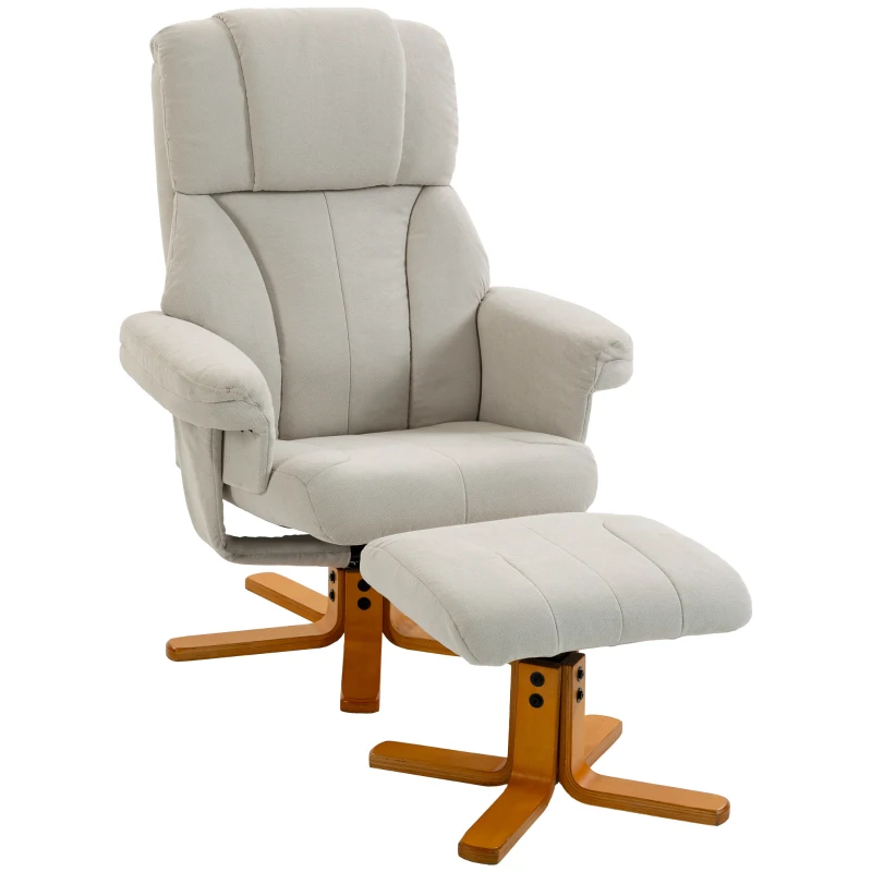 HOMCOM Fauteuil relax avec repose-pied, fauteuil de relaxation, dossier inclinable, assise rembourrée, 79x80x104cm, crème