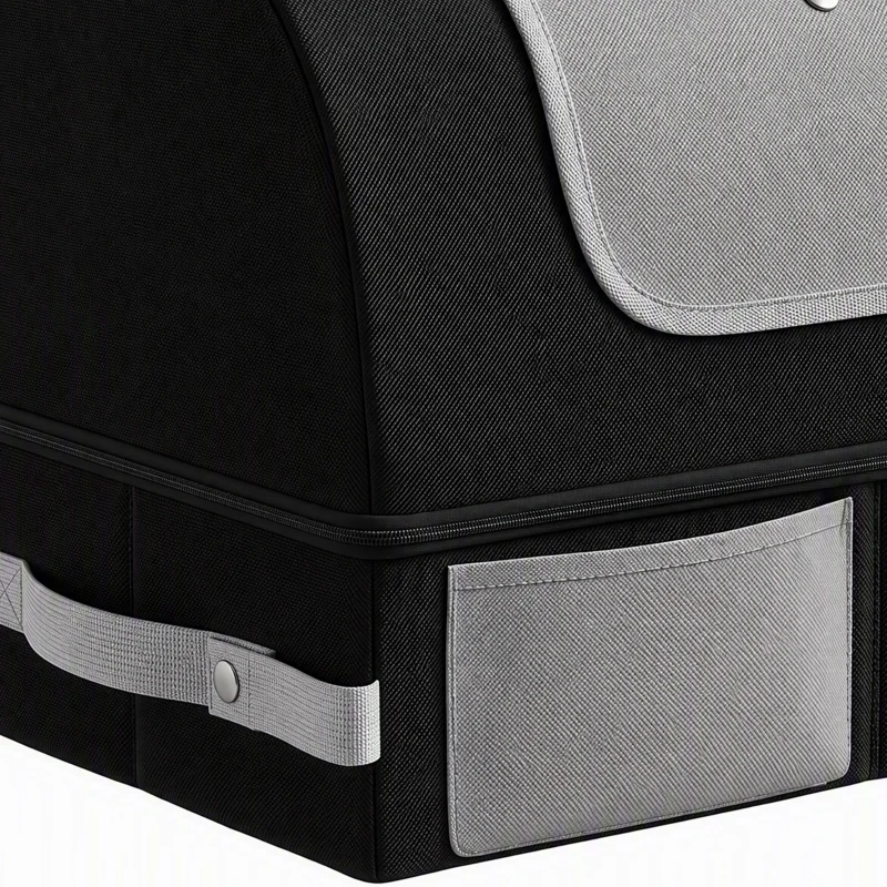 PawHut Bac à Litière Pliable Litière Voyage Chat Portable Couvercle Zippé Oxford 600D Imperméable Anti-Fuite 43x33x34cm Noir