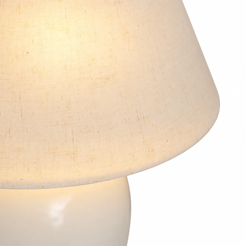 HOMCOM Tafellamp, vintage nachtlamp met keramische voet, linnen kap en E27-fitting