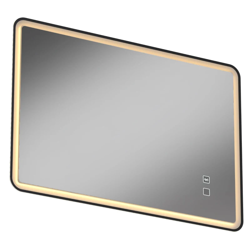 HOMCOM Miroir Salle de Bain Bluetooth avec Éclairage LED 100x70cm, Dimmable 3 Couleurs, Interrupteur Tactile, Anti-Buée, Noir