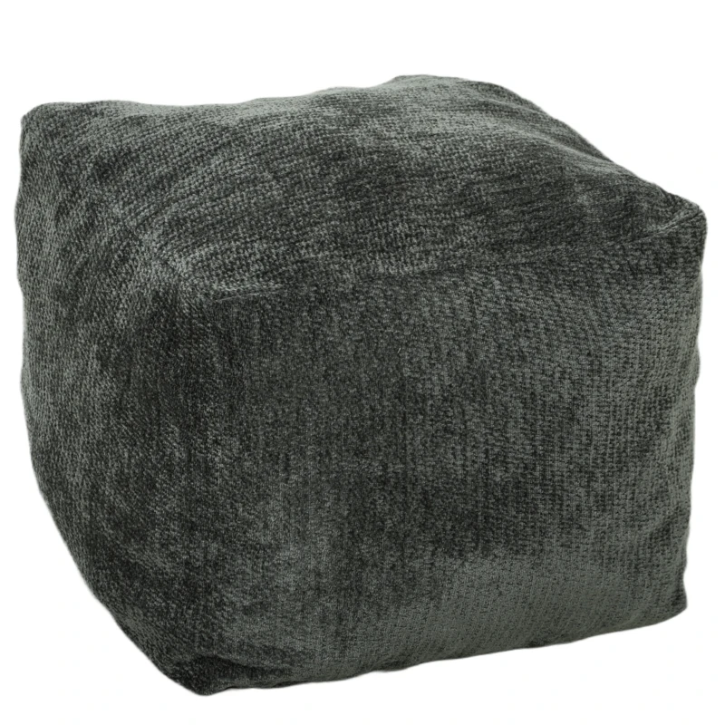 HOMCOM Pouf Salon Adulte avec Repose-Pieds, Fauteuil de Sol 1 Place Compressé en Chenille, avec Dossier, Accoudoirs, Gris