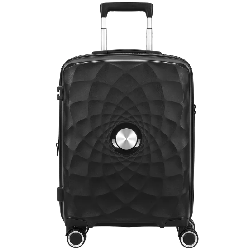 HOMCOM Mala de Cabine 18'' Leve e Rígida com Porta USB Fecho TSA e 4 Rodas Duplas 360° Preta
