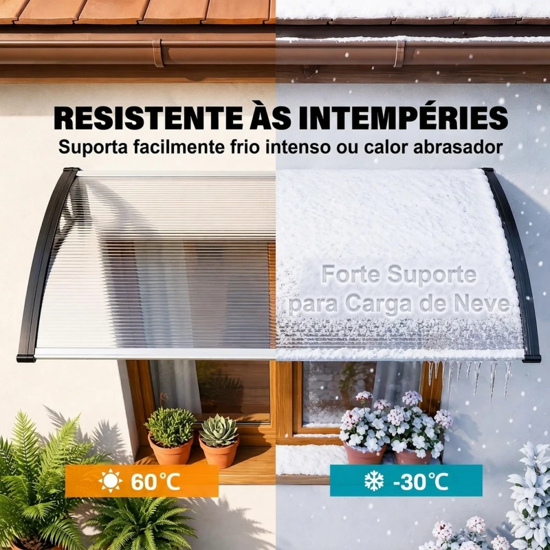 Outsunny Cobertura para Portas e Janelas 110x60 cm com Painéis de Policarbonato e Barra de Alumínio Transparente