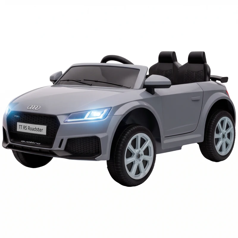 AIYAPLAY 12V Audi TT RS Licensed Electric Car, Electric Ride On Toy with Remote Control, Dual Motors, 4-Wheel Suspension, Grey