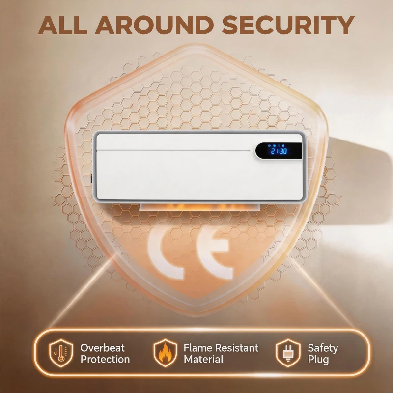 HOMCOM Chauffage Mural en Céramique Intelligent 2000 W, Wi-Fi, Compatible Alexa et Google Home, Oscillation, Blanc