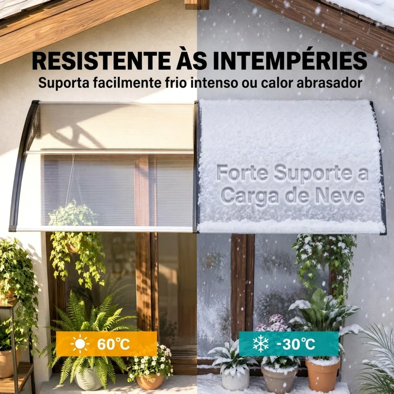 Outsunny Marquise de Proteção 200x96 cm Marquise Exterior para Portas e Janelas contra o Sol e Chuva com Suporte de PP Policarbonato Transparente