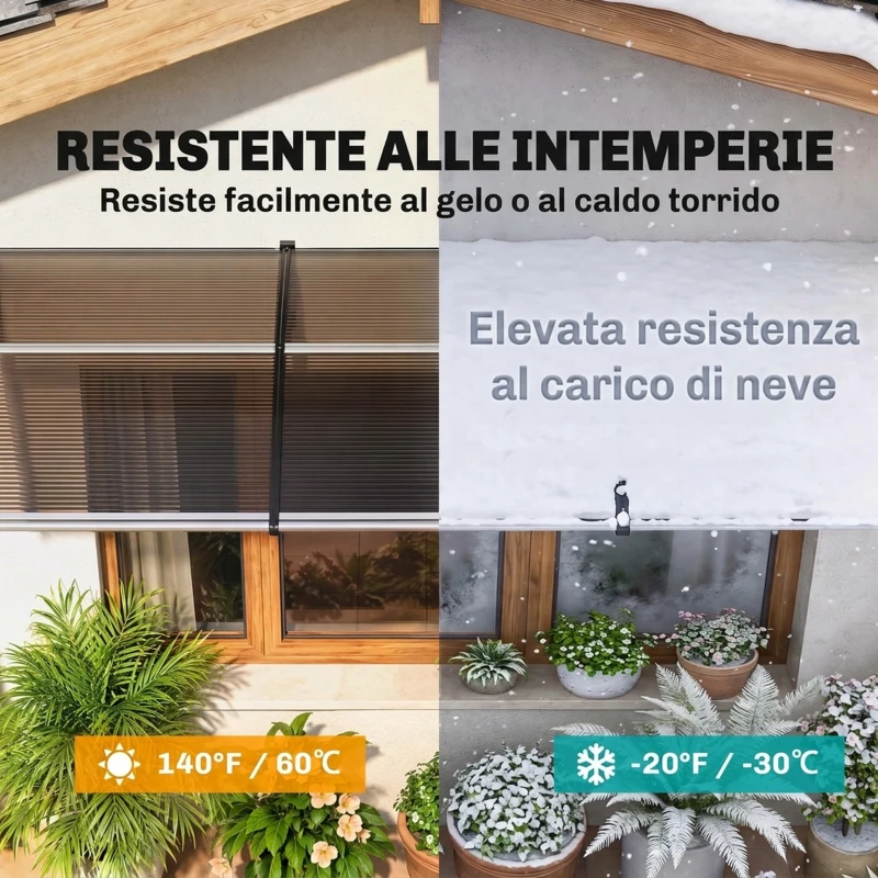 Outsunny Pensilina da Esterno per Finestre e Porte, in Policarbonato e Alluminio, 303x100x26cm - Marrone