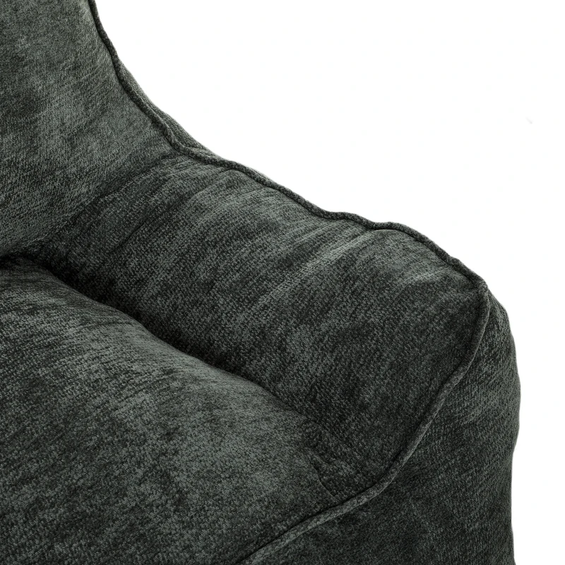 HOMCOM Vloerstoel met poef, frameloze cloud-fauteuil van chenille, met rugleuning en armleuningen
