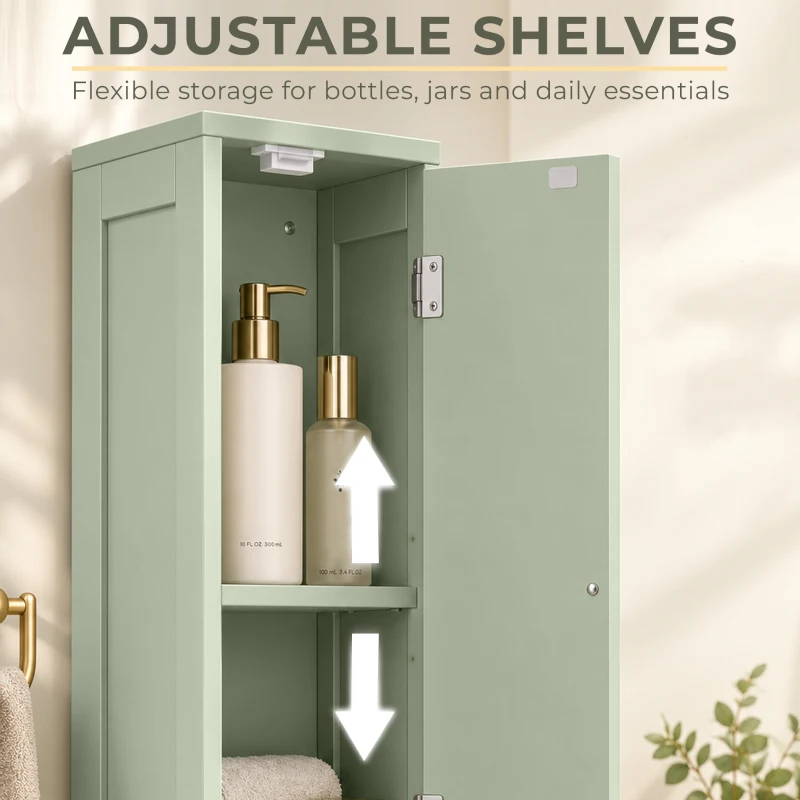 HOMCOM 185 cm Tall Bathroom Cabinet with Arched Doors - Light Green