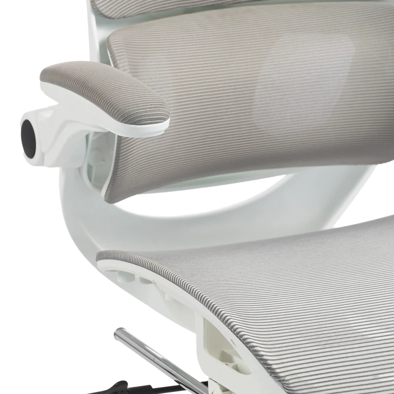 HOMCOM Chaise Bureau Ergonomique Inclinable en Maille, Support Lombaire, Appui-Tête, Accoudoirs Relevables, 62x66x126cm, Gris
