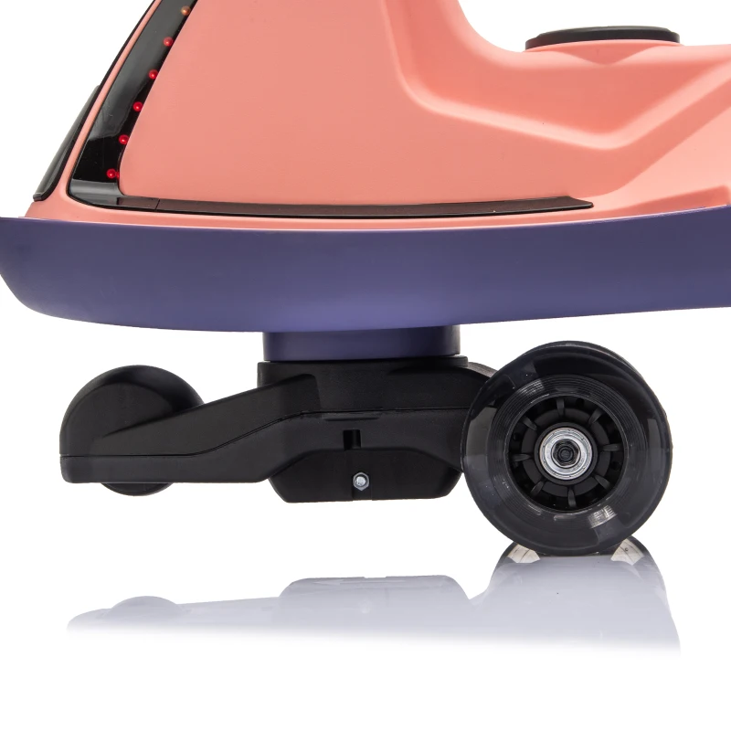AIYAPLAY 12V Electric Wiggle Car, 2-In-1 Kids Ride On Toy with 2 Speeds, Soft Start, PU Wheels, RGB Lights, Up to 60 kg, Pink