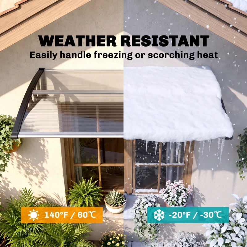 Outsunny Front Door Canopy, Outdoor Awning, Rain Shelter for Window, Porch and Front/Back Door, 103 x 96.5 cm, Clear