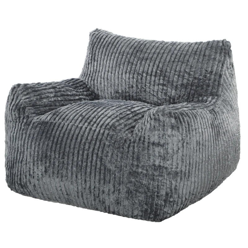 HOMCOM Vloerfauteuil voor volwassenen, grote cloud lounge zonder frame, met rugsteun en armleuningen, geen montage, grijs