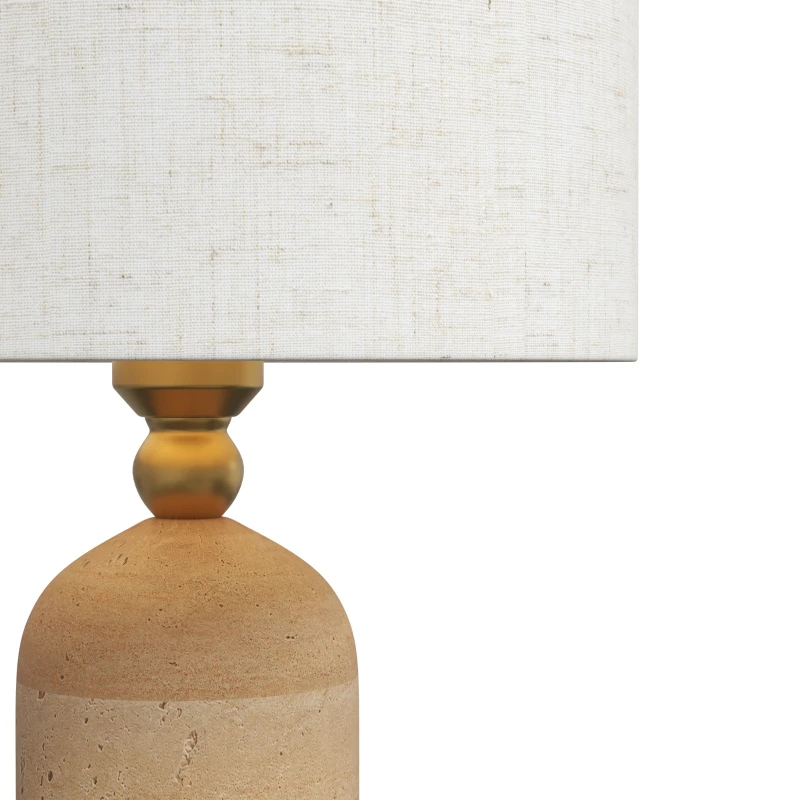HOMCOM Vintage tafellamp E27 met stoffen kap en snoerschakelaar, 48 cm, beige