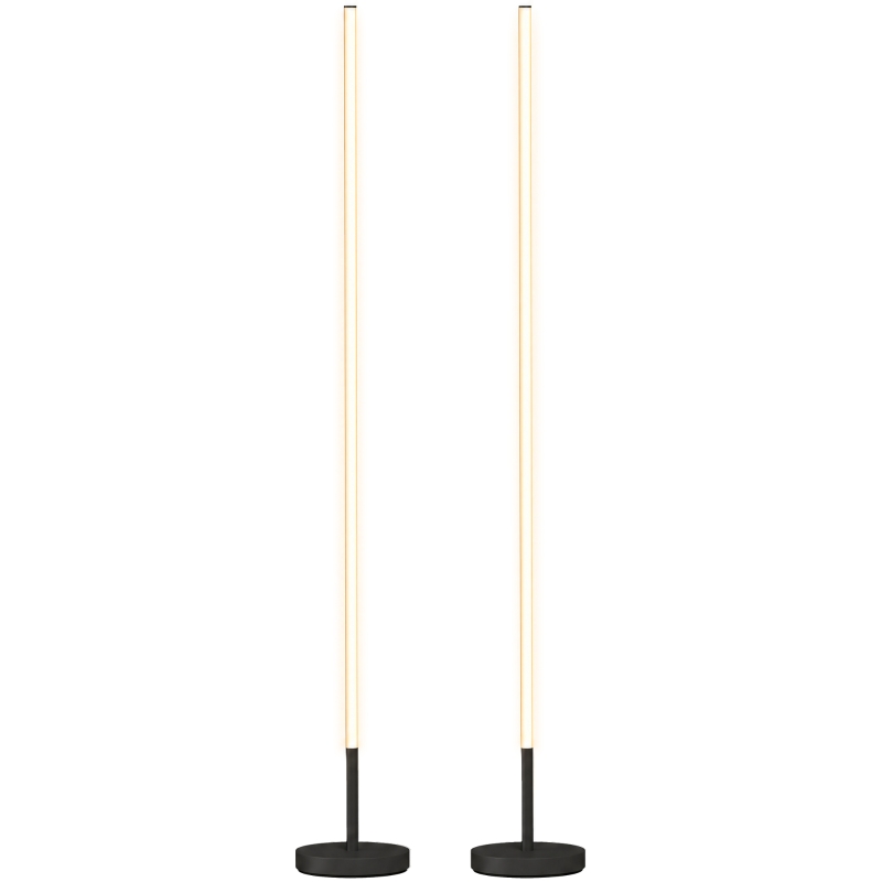 HOMCOM Lot de 2 Lampadaires d'Angle LED 1450lm Lampe d'Angle Dimmable 150cm 3 Niveaux de Luminosité Interrupteur au Pied Noir