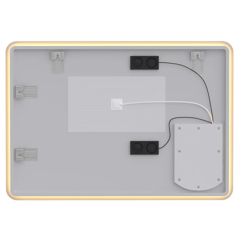 HOMCOM Miroir Salle de Bain Bluetooth avec Éclairage LED 100x70cm, Dimmable 3 Couleurs, Interrupteur Tactile, Anti-Buée, Noir