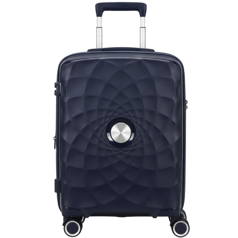 HOMCOM Mala de Cabine 18" Leve e Rígida com USB Fechadura TSA e 4 Rodas Duplas Giratórias Azul