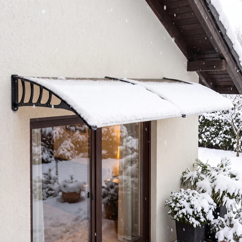 Outsunny Front Door Canopy, Outdoor Awning, Rain Shelter, 200 x 96cm, Brown