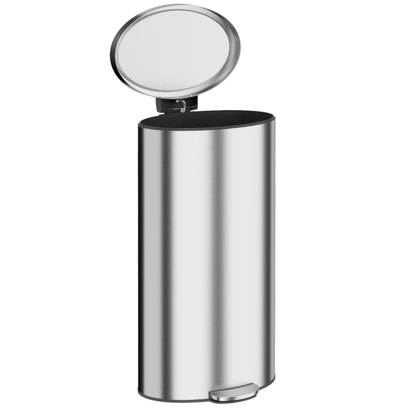 HOMCOM Mülleimer mit Soft-Close Deckel Treteimer mit Herausnehmbarem Inneneimer 30L Silber