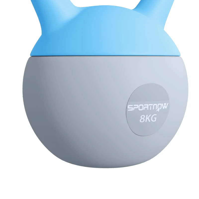 SPORTNOW 8KG Soft Kettlebell, Kettlebell with Non-Slip Handle for Home Gym, Weight Lifting, Strength Training, Light Blue/Grey