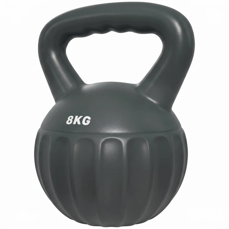 SPORTNOW Kettlebell for Strength Training Kettle Bell with Non-Slip Handle 8 kg Grey