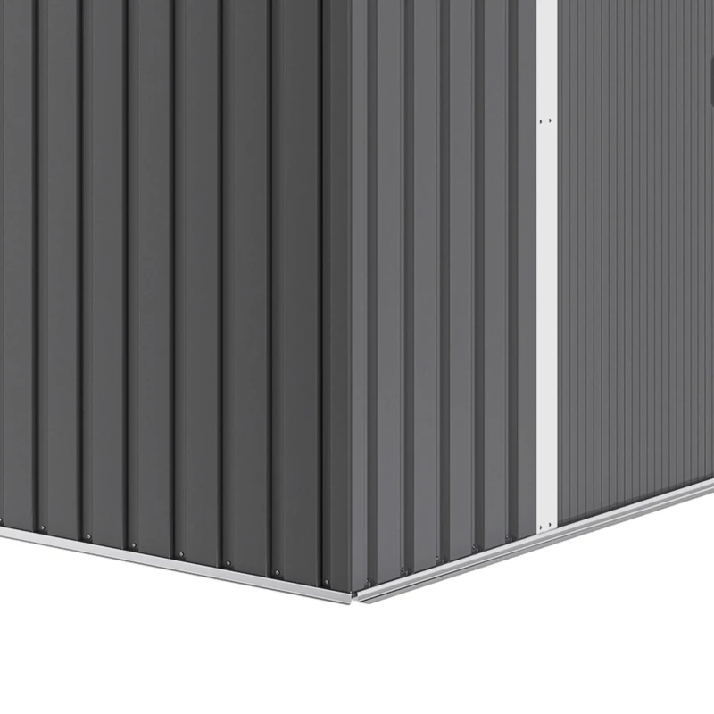Outsunny 7 x 5ft Galvanised Metal Shed, with Sliding Door - Dark Grey