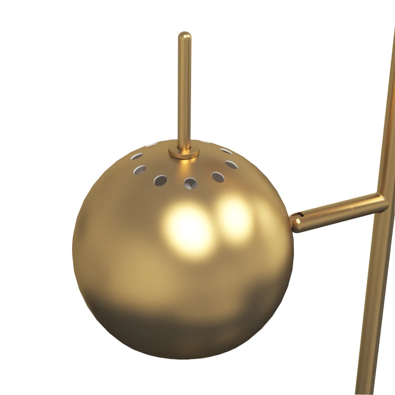 HOMCOM 350° verstelbare vloerlamp voor woonkamer en kantoor, staande lamp met 3 stalen kappen, goudkleurig