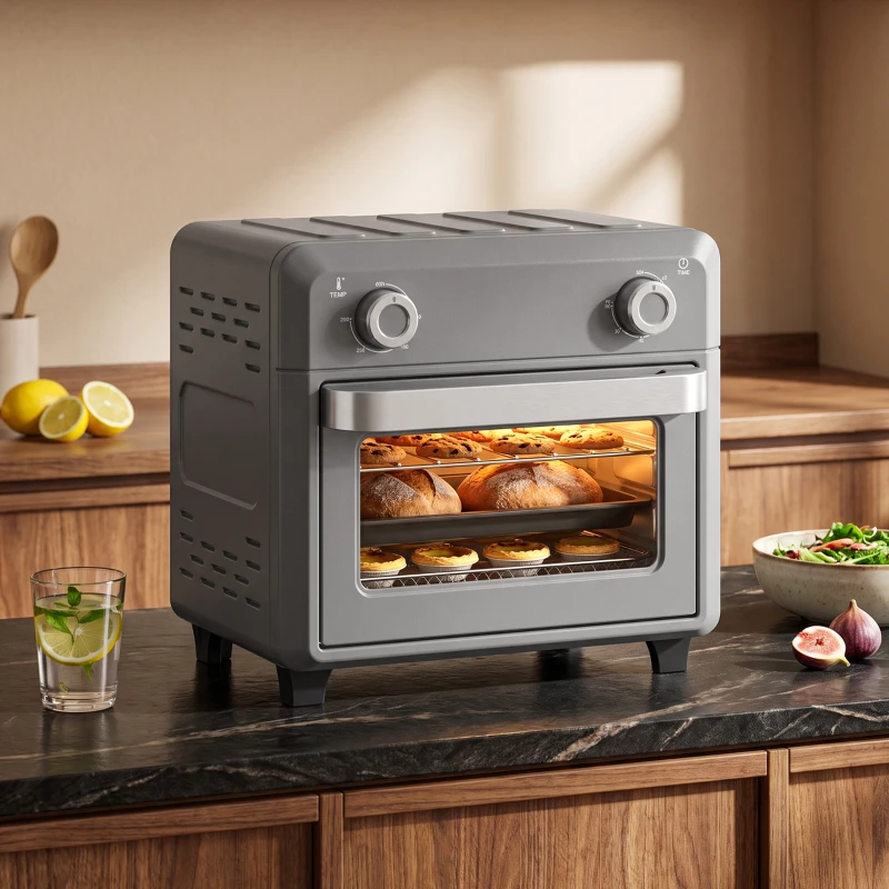 HOMCOM 10L Air Fryer Oven, Mini Oven, Grill, Roast, Bake, with Adjustable Temperature, Timer, 1000W, Grey