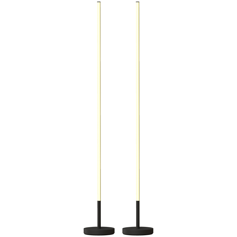 HOMCOM 2er-Set Eck-Stehlampen LED 1450lm Dimmbare Ecklampe 150cm 3 Helligkeitsstufen Fußschalter Schwarz