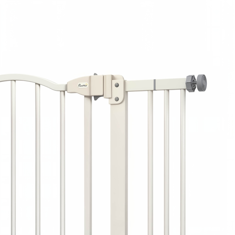 PawHut Pressure Fit Dog Stair Gate No Drilling Safety Gate Auto Close for Doorways, Hallways, 74-100cm Adjustable, 94cm Tall, White