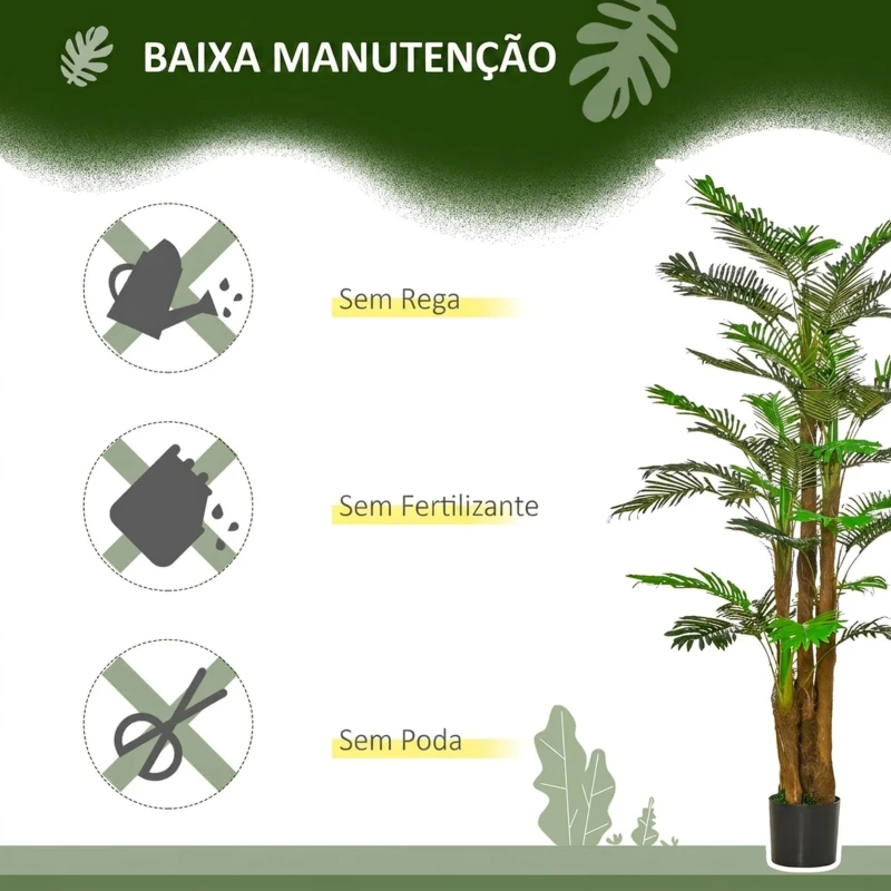 HOMCOM Palmeira Artificial Decorativa 185 cm com Vaso para Interior - Verde