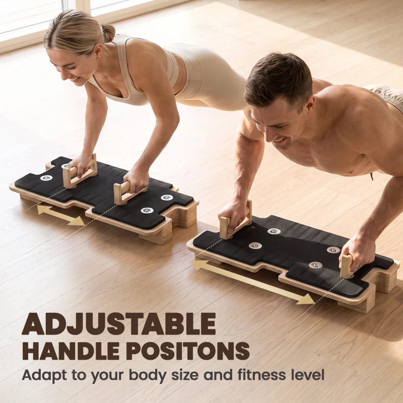 SPORTNOW Foldable Pilates Reformer Machine, Multifunctional Pilates Board and Multi-Grips for Home Gym, Natural Wood