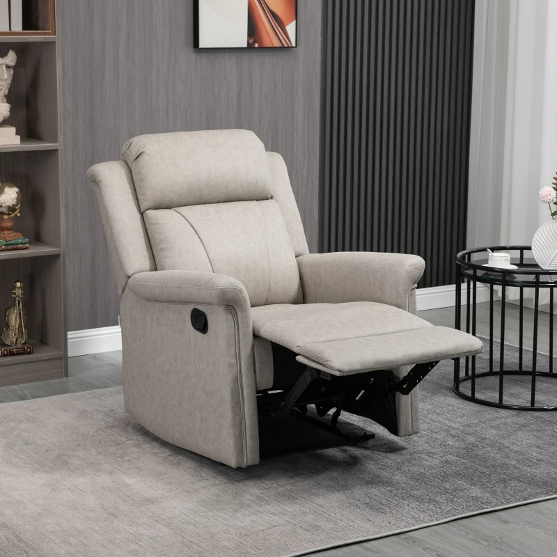 HOMCOM Poltrona Relax Reclinável até 135º com Apoio para os Pés Encosto Alto 78x96x102 cm Cinza