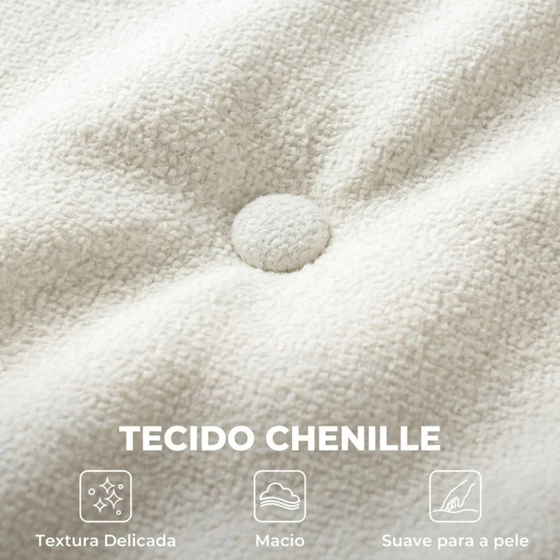 HOMCOM Sofá de 3 Lugares em Chenille sem Estrutura com Assento Profundo e Acabamento Capitoné, Creme